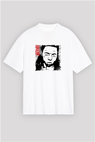 Lil Wayne Baskılı Oversize Beyaz Tişört