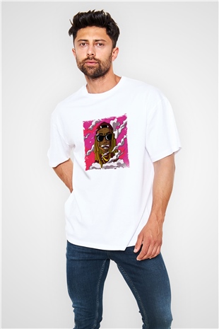 Lil Wayne Baskılı Oversize Beyaz Tişört