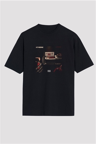 Lil Wayne Baskılı Unisex Oversize Siyah Tişört