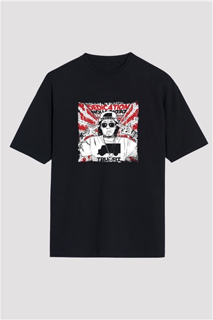 Lil Wayne Baskılı Unisex Oversize Siyah Tişört