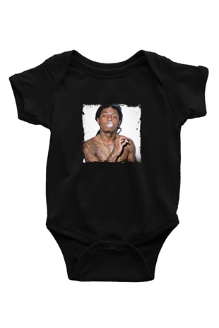 Lil Wayne Baskılı Unisex Siyah Bebek Body - Zıbın