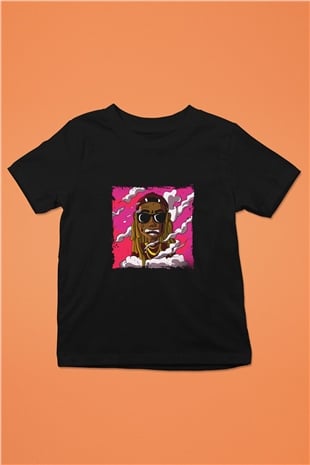 Lil Wayne Baskılı Unisex Siyah Çocuk Tişört