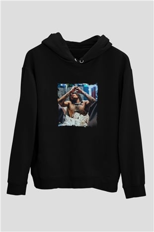 Lil Wayne Baskılı Unisex Siyah Hoodie