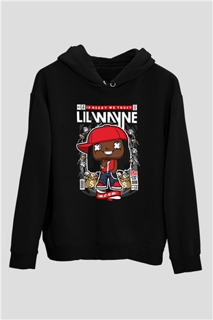 Lil Wayne Baskılı Unisex Siyah Hoodie