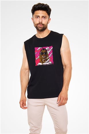 Lil Wayne Baskılı Unisex Siyah Kolsuz Tişört
