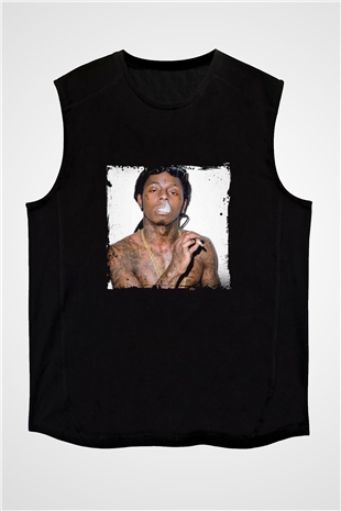 Lil Wayne Baskılı Unisex Siyah Kolsuz Tişört