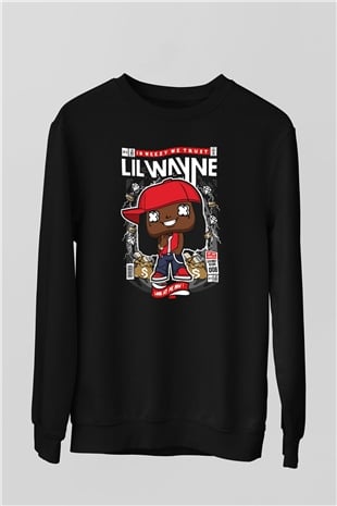 Lil Wayne Baskılı Unisex Siyah Sweatshirt