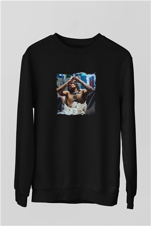 Lil Wayne Baskılı Unisex Siyah Sweatshirt