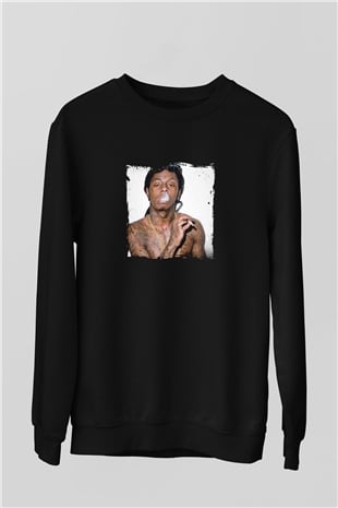 Lil Wayne Baskılı Unisex Siyah Sweatshirt