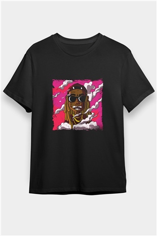 Lil Wayne Baskılı Unisex Siyah Tişört