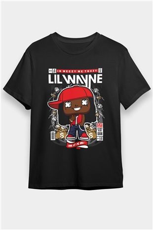 Lil Wayne Baskılı Unisex Siyah Tişört