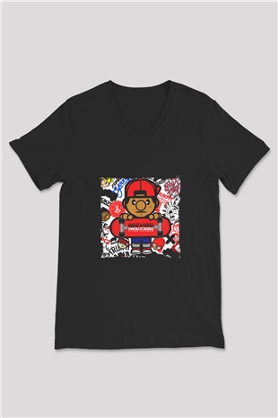 Lil Wayne Baskılı Unisex Siyah V Yaka Tişört