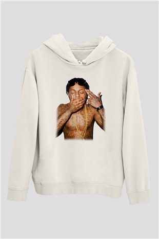 Lil Wayne Beyaz Unisex Kapşonlu Sweatshirt
