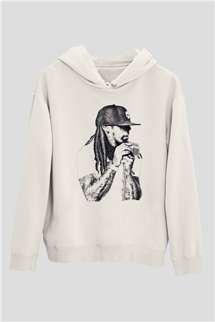 Lil Wayne Beyaz Unisex Kapüşonlu Sweatshirt