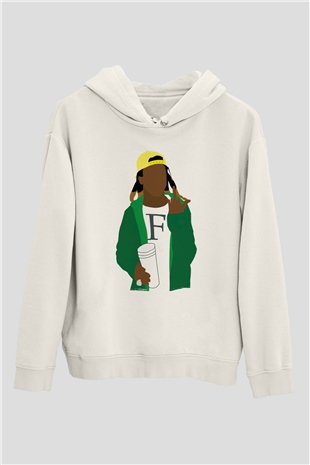 Lil Wayne Beyaz Unisex Kapüşonlu Sweatshirt