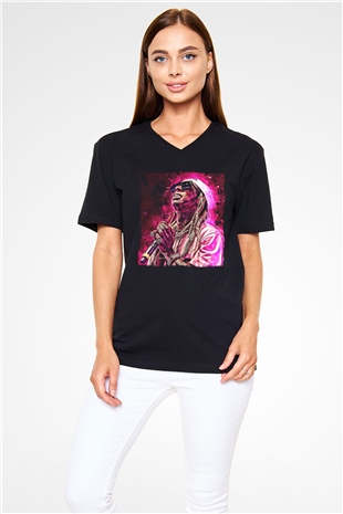 Lil Wayne Siyah Unisex V Yaka Tişört