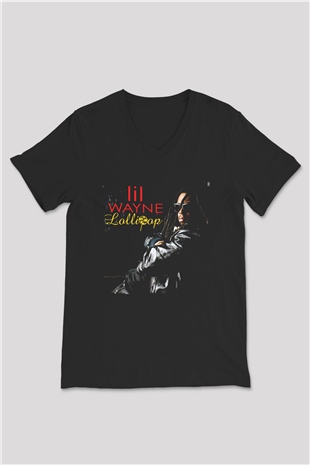 Lil Wayne Siyah Unisex V Yaka Tişört
