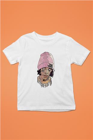 Lil Xan Baskılı Beyaz Unisex Beyaz Çocuk Tişört - Tshirt