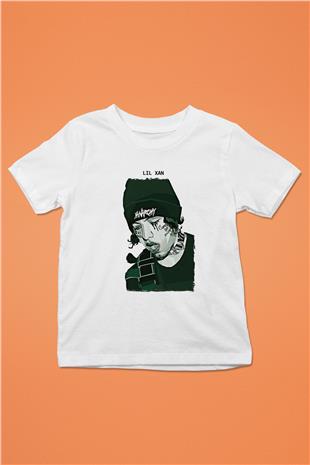 Lil Xan Baskılı Beyaz Unisex Beyaz Çocuk Tişört - Tshirt