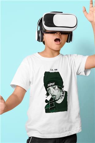 Lil Xan Baskılı Beyaz Unisex Beyaz Çocuk Tişört - Tshirt