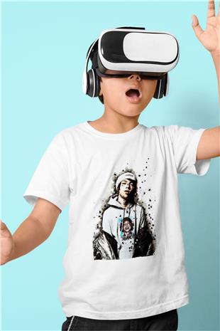 Lil Xan Baskılı Beyaz Unisex Beyaz Çocuk Tişört - Tshirt