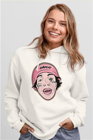 Lil Xan Baskılı Beyaz Unisex Kapüşonlu Sweatshirt