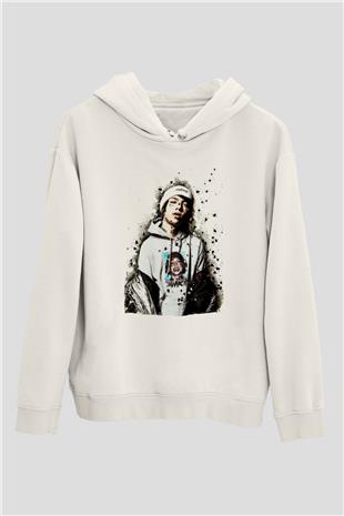 Lil Xan Baskılı Beyaz Unisex Kapüşonlu Sweatshirt