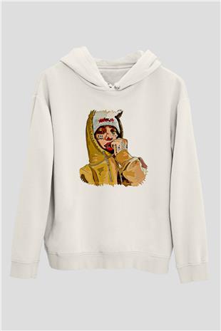Lil Xan Baskılı Beyaz Unisex Kapüşonlu Sweatshirt