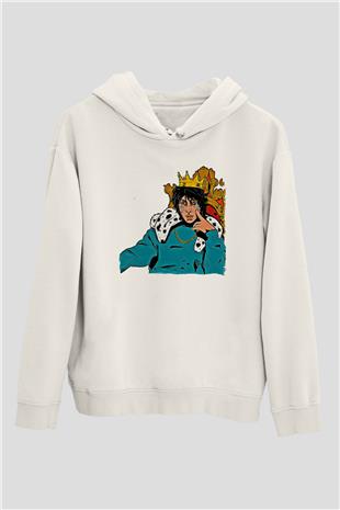 Lil Xan Baskılı Beyaz Unisex Kapüşonlu Sweatshirt