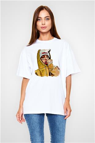 Lil Xan Baskılı Beyaz Unisex Oversize Tişört - Tshirt