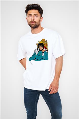 Lil Xan Baskılı Beyaz Unisex Oversize Tişört - Tshirt