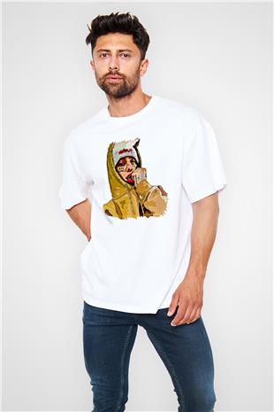 Lil Xan Baskılı Beyaz Unisex Oversize Tişört - Tshirt