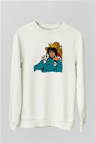 Lil Xan Baskılı Beyaz Unisex Sweatshirt