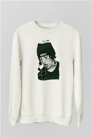 Lil Xan Baskılı Beyaz Unisex Sweatshirt