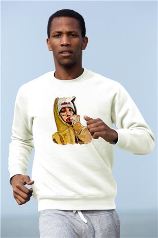 Lil Xan Baskılı Beyaz Unisex Sweatshirt