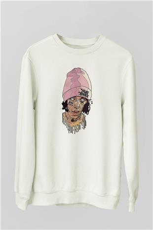 Lil Xan Baskılı Beyaz Unisex Sweatshirt
