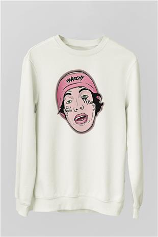Lil Xan Baskılı Beyaz Unisex Sweatshirt