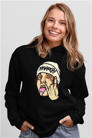 Lil Xan Baskılı Unisex Siyah Hoodie