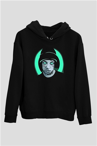 Lil Xan Baskılı Unisex Siyah Hoodie