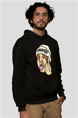 Lil Xan Baskılı Unisex Siyah Hoodie