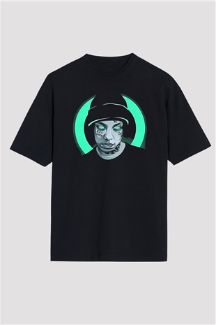 Lil Xan Baskılı Unisex Siyah Oversize Tişört - Tshirt