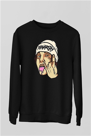 Lil Xan Baskılı Unisex Siyah Sweatshirt