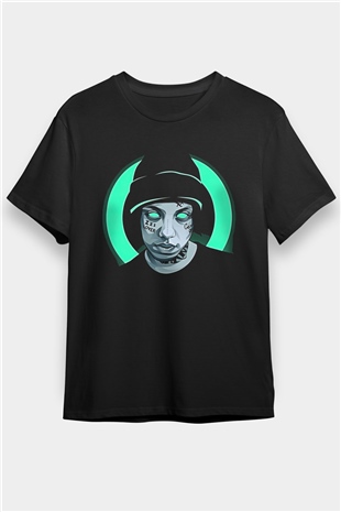 Lil Xan Baskılı Unisex Siyah Tişört - Tshirt