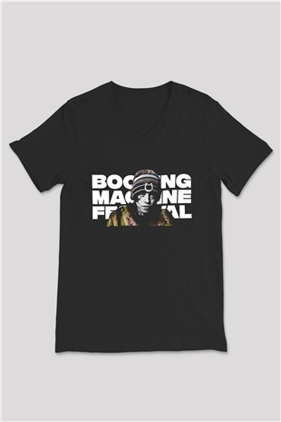Lil Xan Baskılı Unisex Siyah V Yaka Tişört - Tshirt