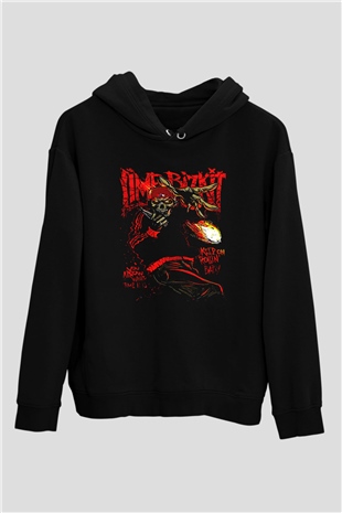 Limp Bizkit Baskılı Unisex Siyah Kapüşonlu Sweatshirt