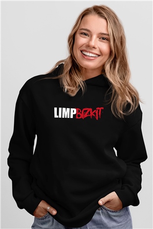 Limp Bizkit Baskılı Unisex Siyah Kapüşonlu Sweatshirt