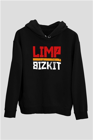 Limp Bizkit Baskılı Unisex Siyah Kapüşonlu Sweatshirt
