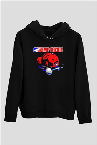 Limp Bizkit Baskılı Unisex Siyah Kapüşonlu Sweatshirt