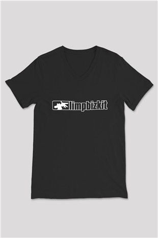 Limp Bizkit Baskılı Unisex Siyah V Yaka Tişört - Tshirt