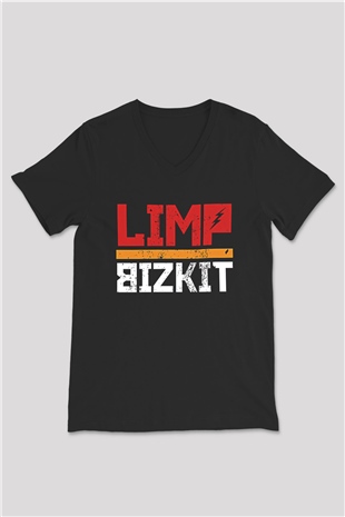 Limp Bizkit Baskılı Unisex Siyah V Yaka Tişört - Tshirt